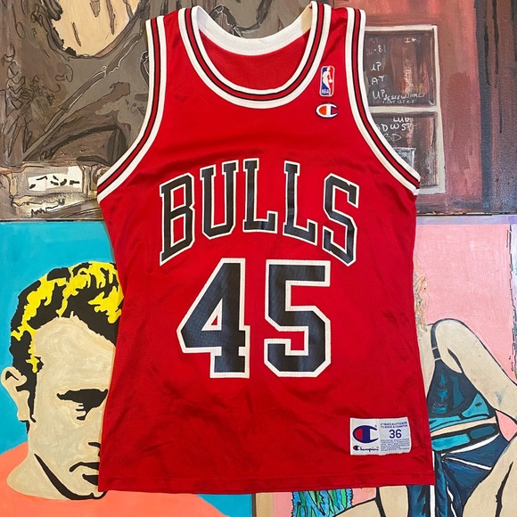Vintage Champion Chicago Bulls Michael Jordan Basketball Jersey - Picture 3 of 10
